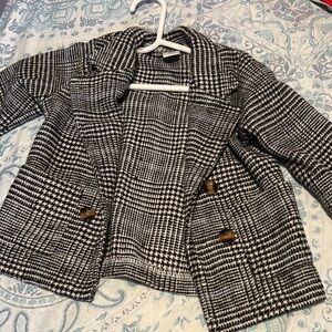 Kids Houndstooth Black and White Coat